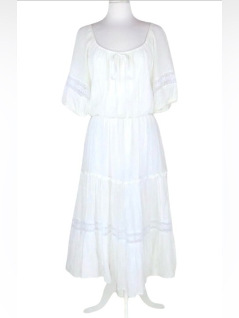 Vintage Roberta boho peasant White Maxi Dress